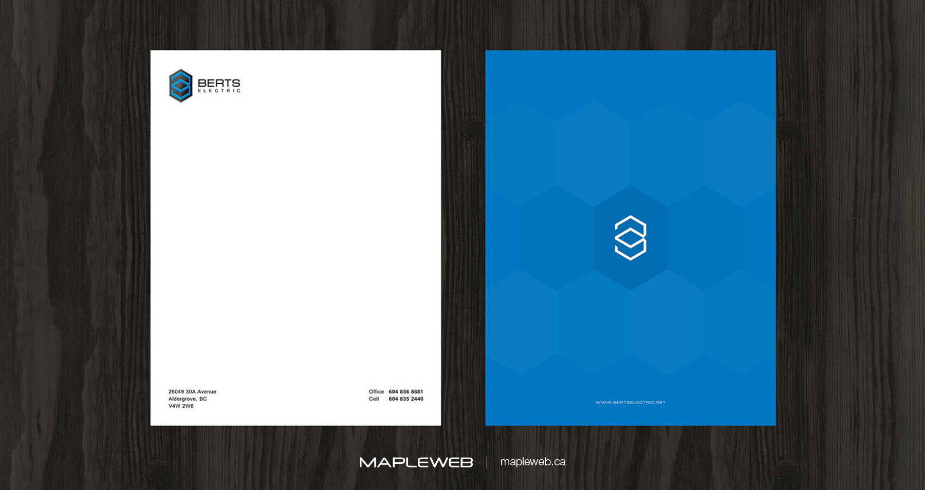 Berts Electric White and Blue Letterhead With Logo Brand design by Mapleweb